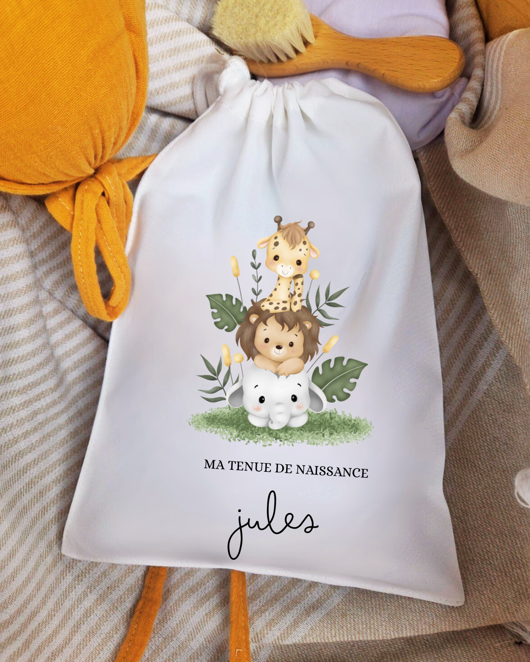 Pochon à cordon - Tenue de naissance Animaux Jungle