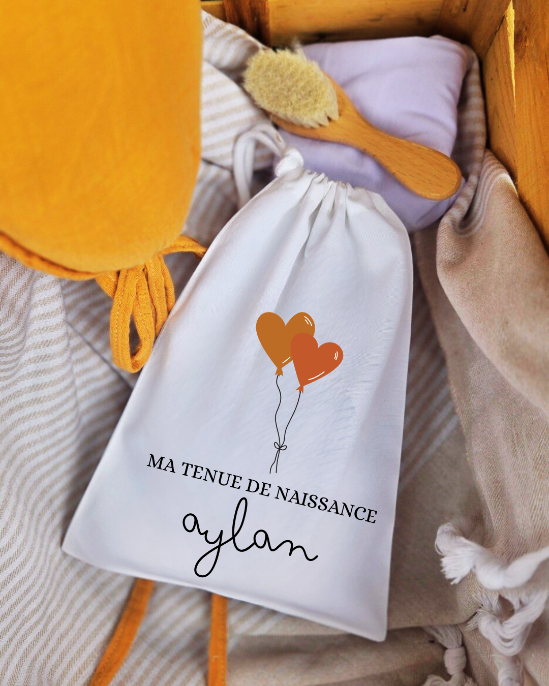 Pochon à cordon - Tenue de naissance Ballon Terracotta