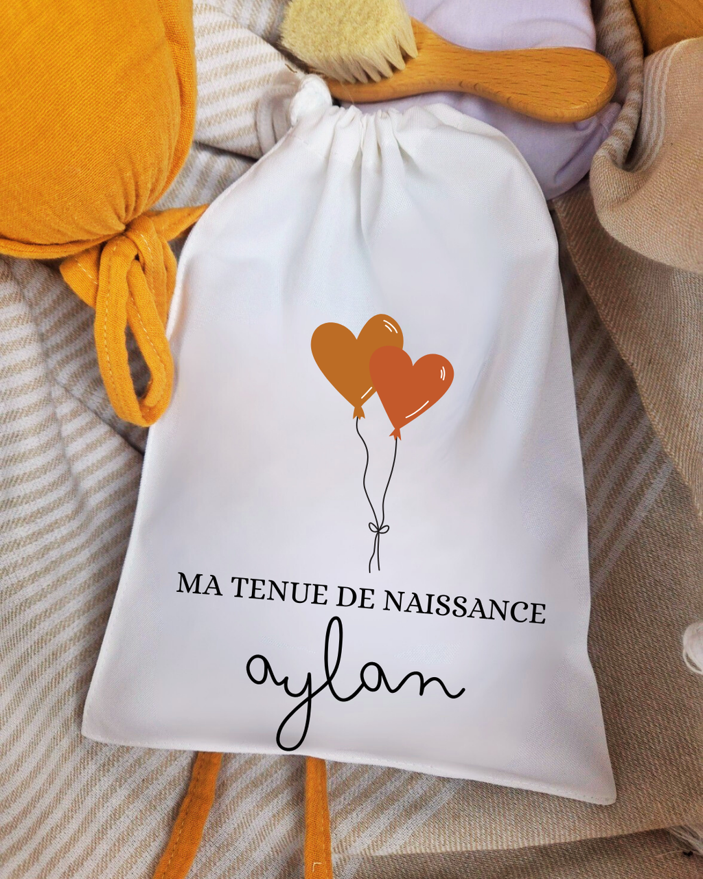Pochon à cordon - Tenue de naissance Ballon Terracotta