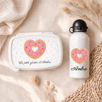 Boîte à goûter et Gourde personnalisable | Donuts coeur