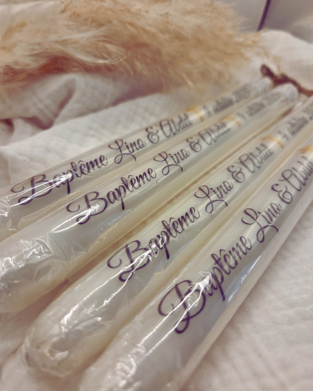 Cierge Personnalisé avec Prénom et Date pour Baptême