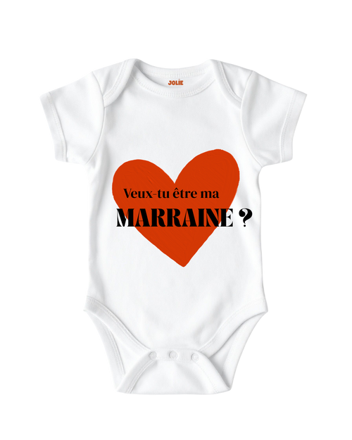 Body Bébé Annonce Parrain Marraine cœur