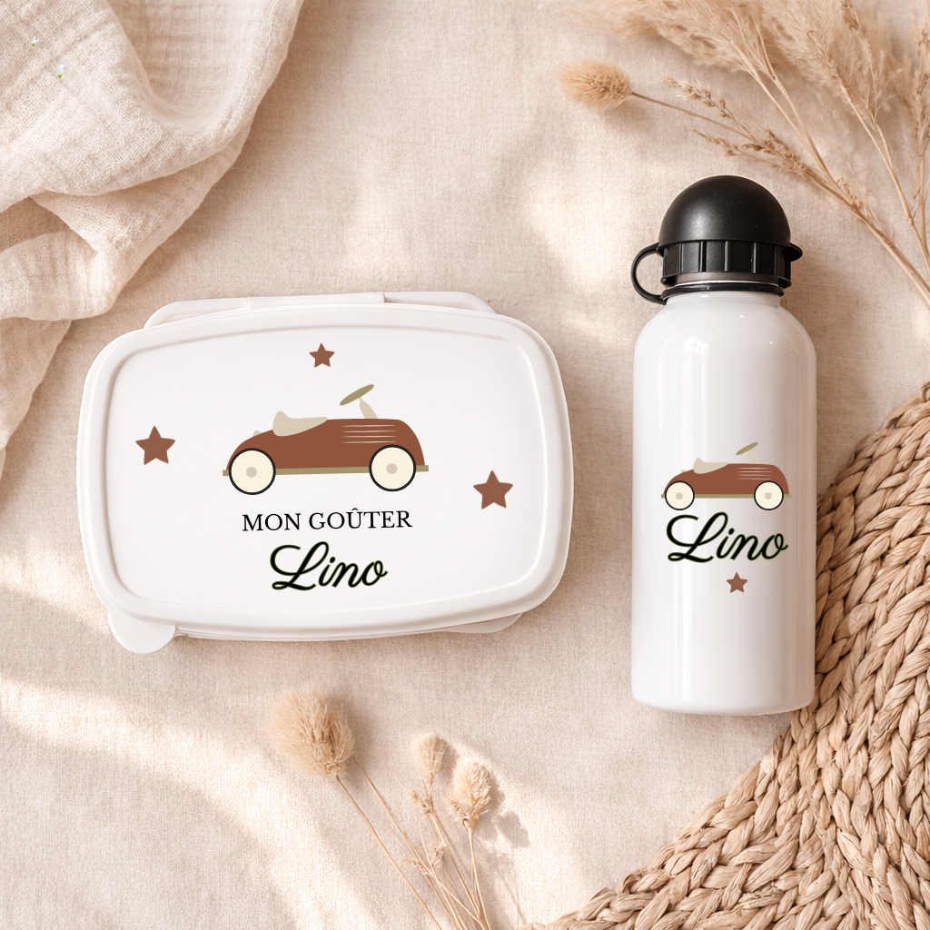 Boîte à goûter et Gourde personnalisable | Voiture