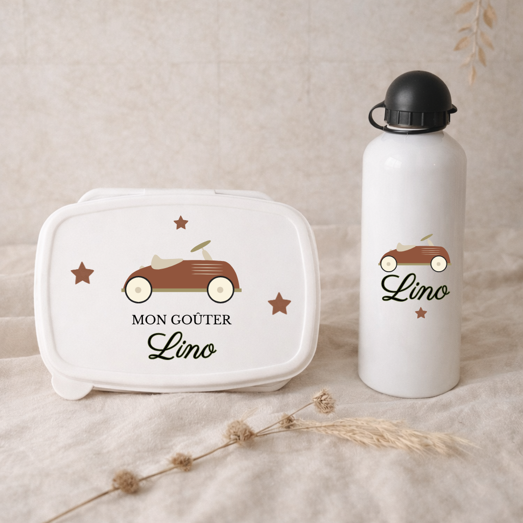 Boîte à goûter et Gourde personnalisable | Voiture