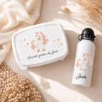 Boîte à goûter et Gourde personnalisable | Licorne rose