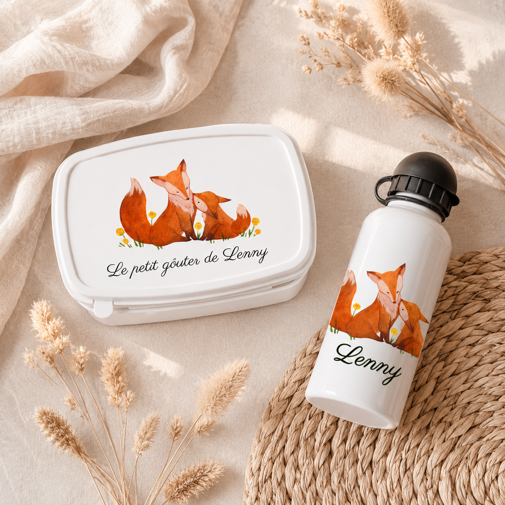 Boîte à goûter et Gourde personnalisable | Maman Renard