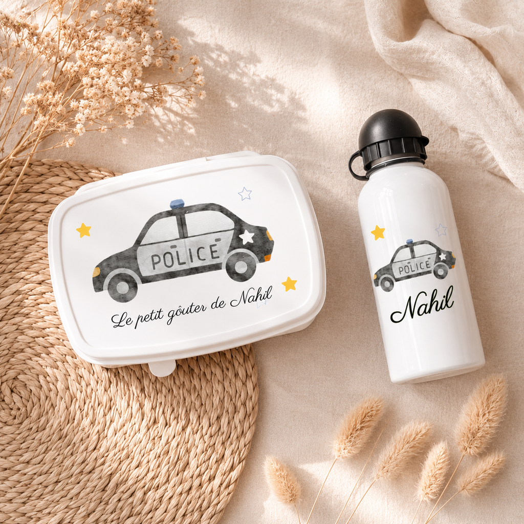 Boîte à goûter et Gourde personnalisable | Policier
