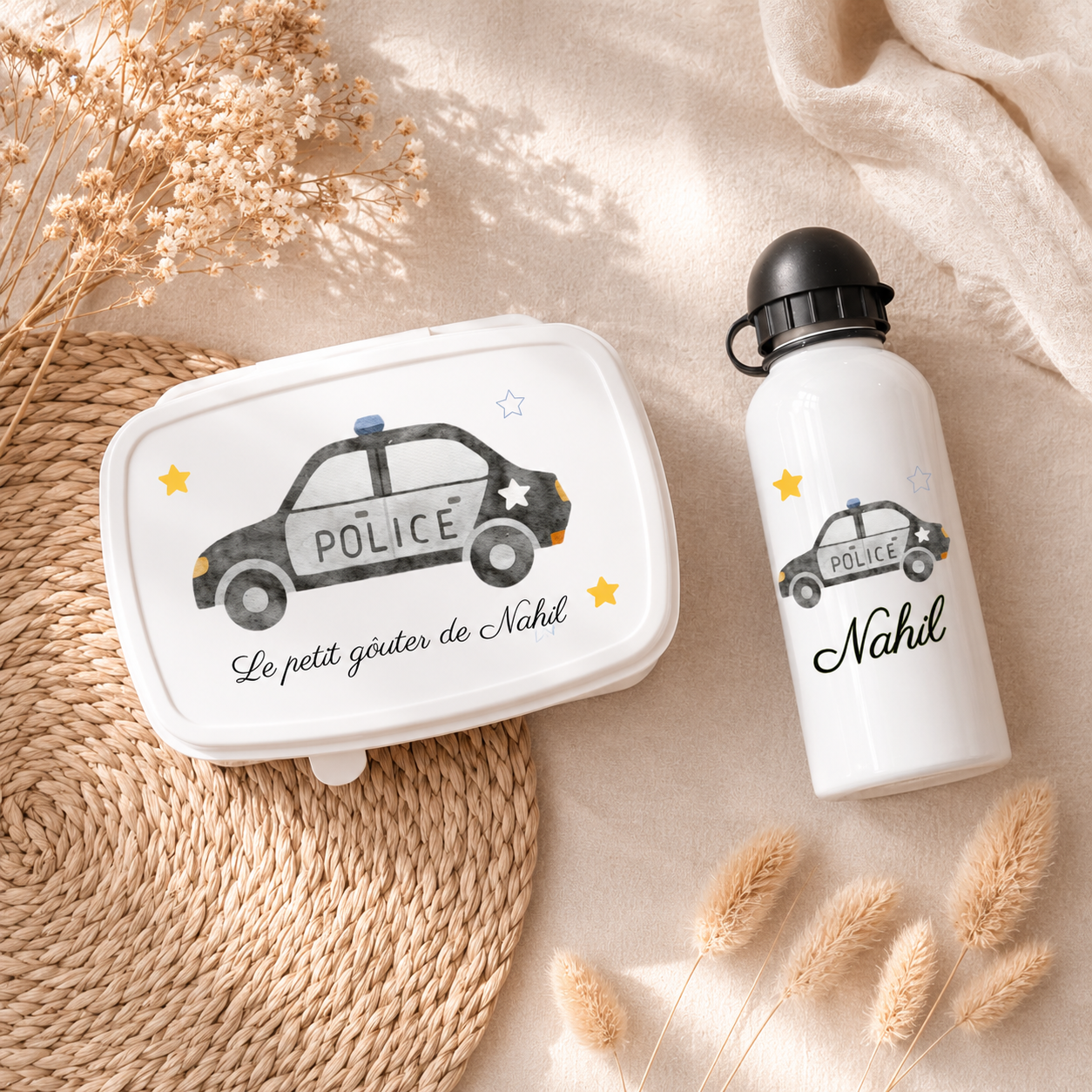 Boîte à goûter et Gourde personnalisable | Policier