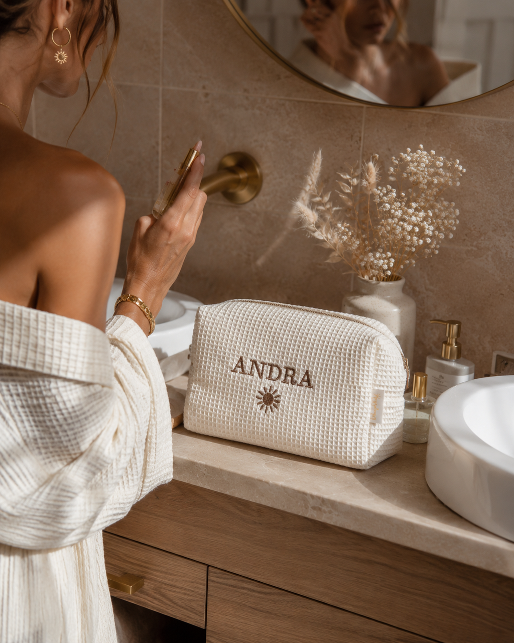 Trousse beauté | gaufre écru