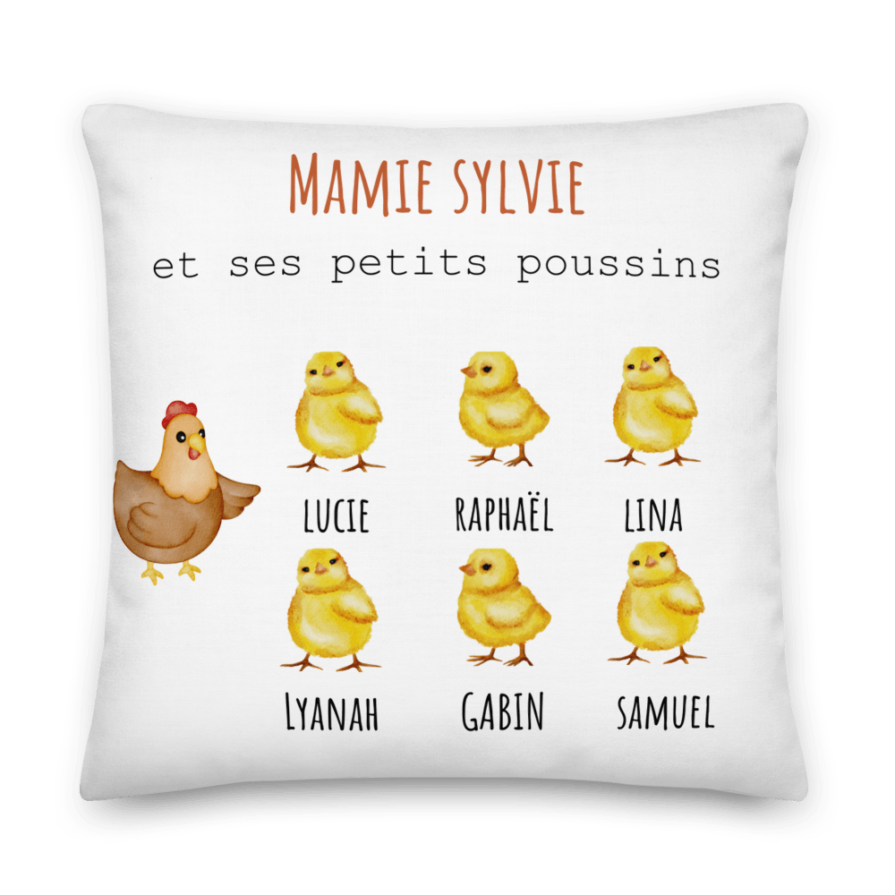 Coussin personnalisé - Mamie et ses petits poussins