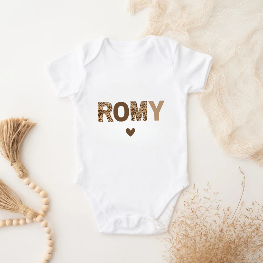 body personnalisé motif léopard avec prénom de bébé, cadeau idéal pour naissance, 