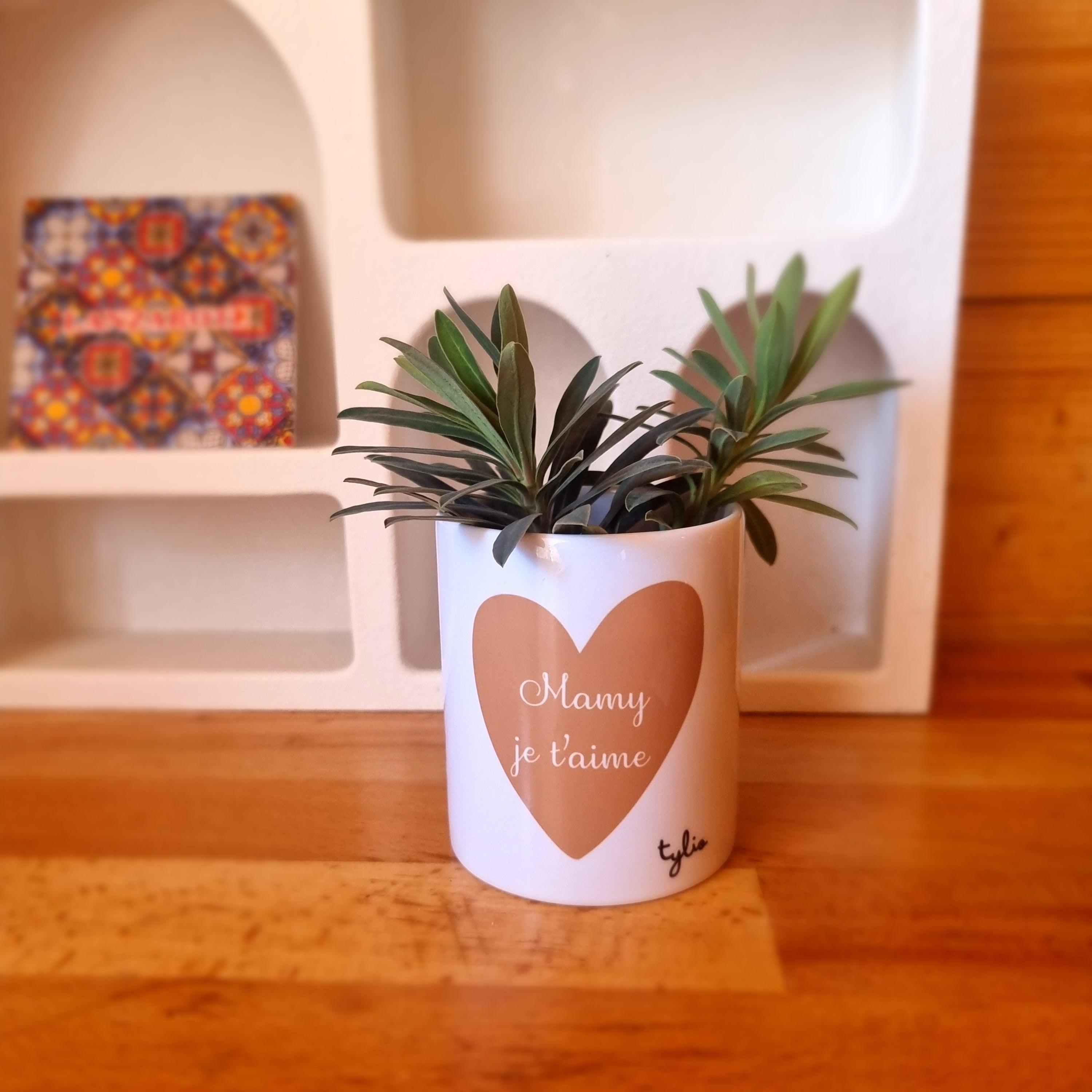 cache pot en céramique mamy je t'aime