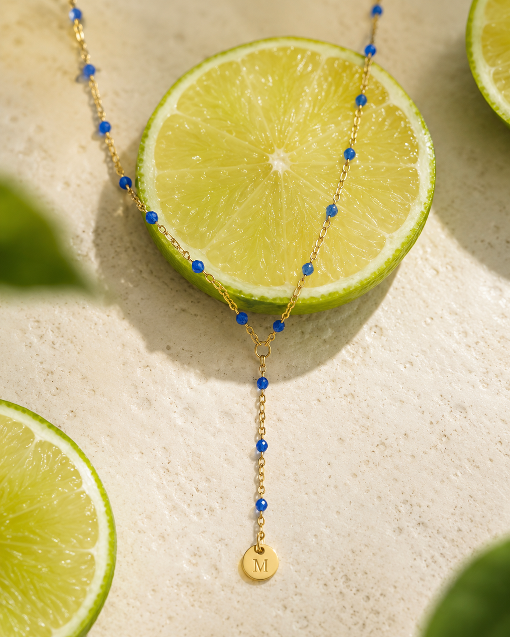 Collier Riviera | perle bleu