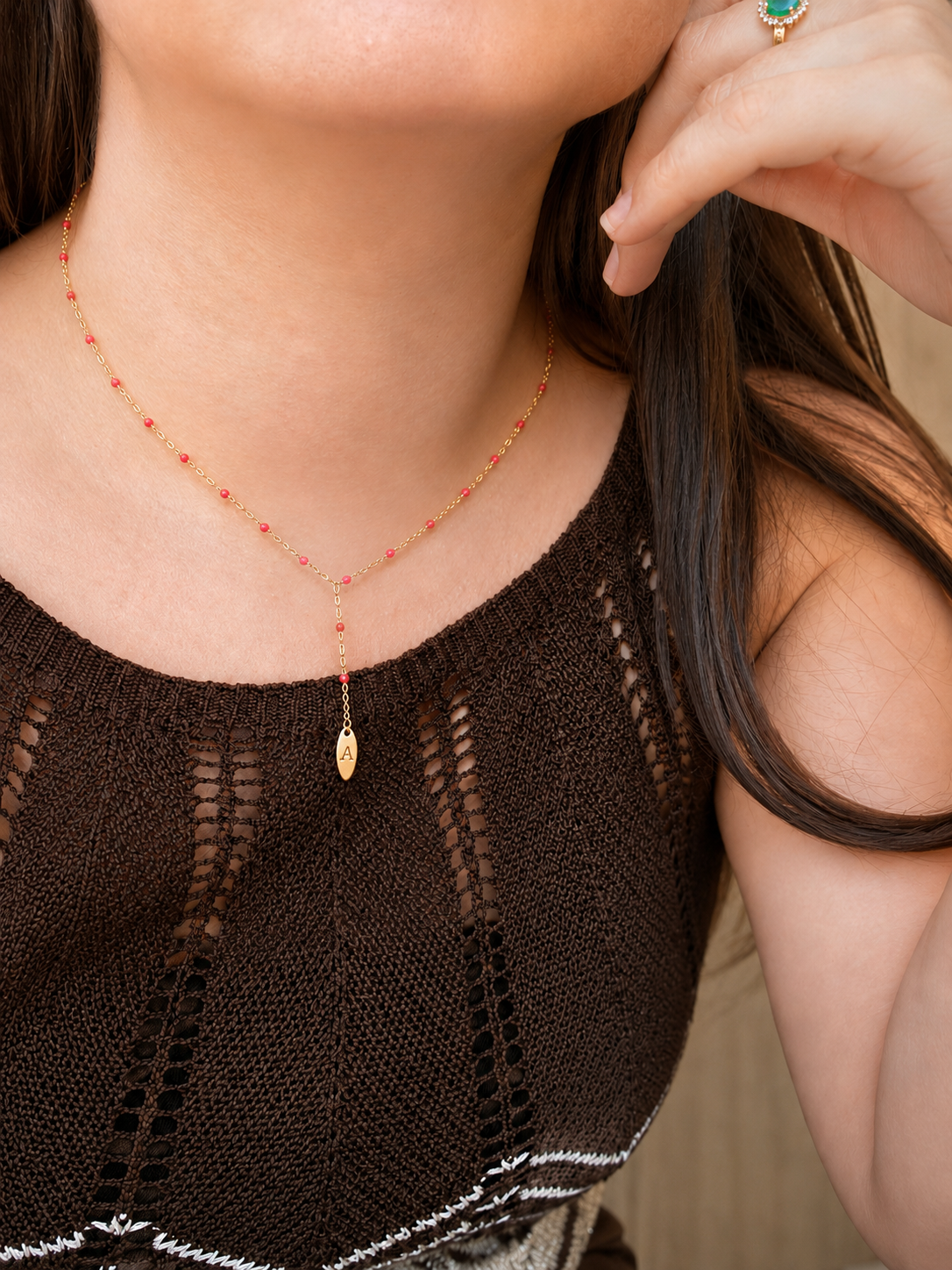 Collier Riviera | perle rouge