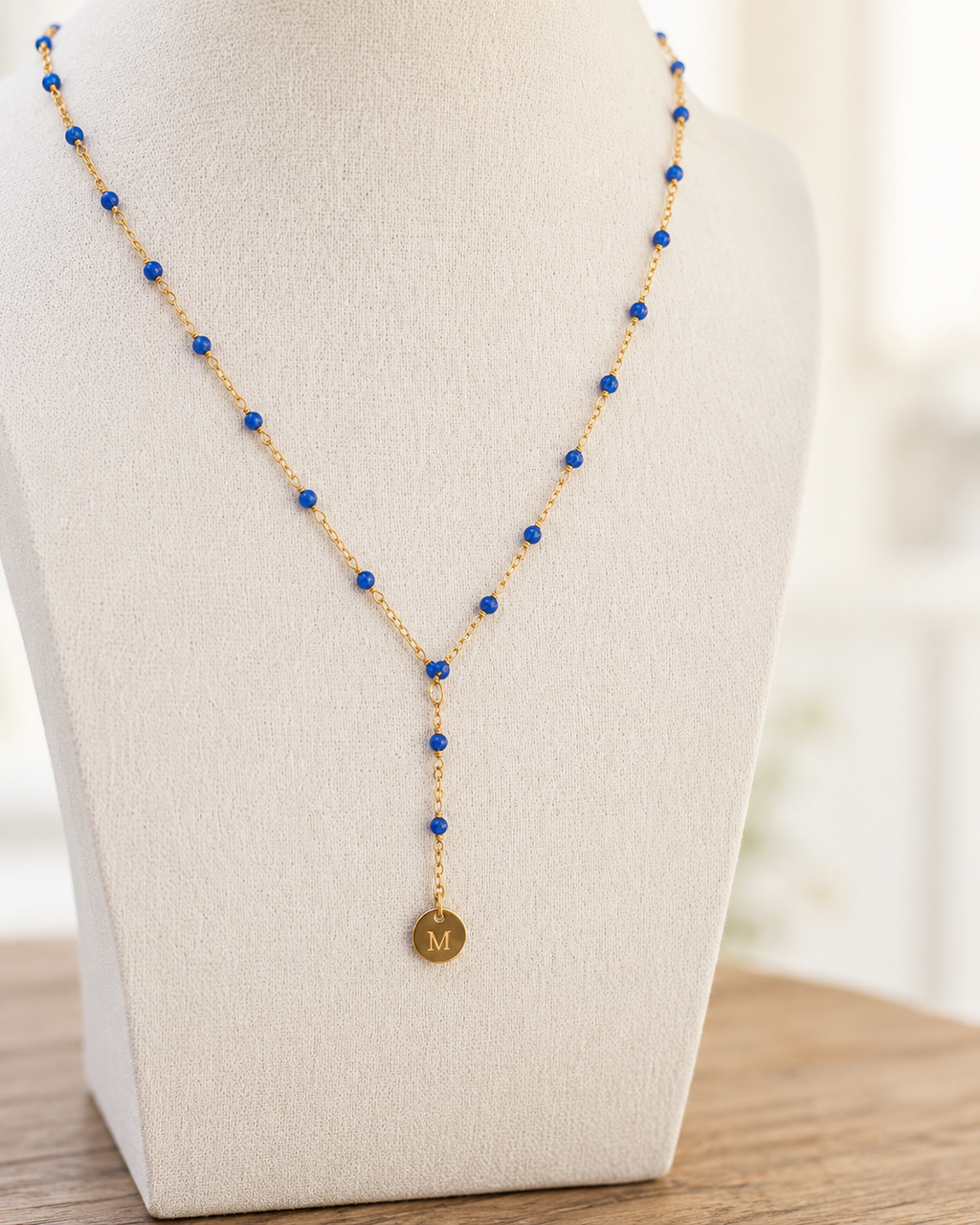 Collier Riviera | perle bleu