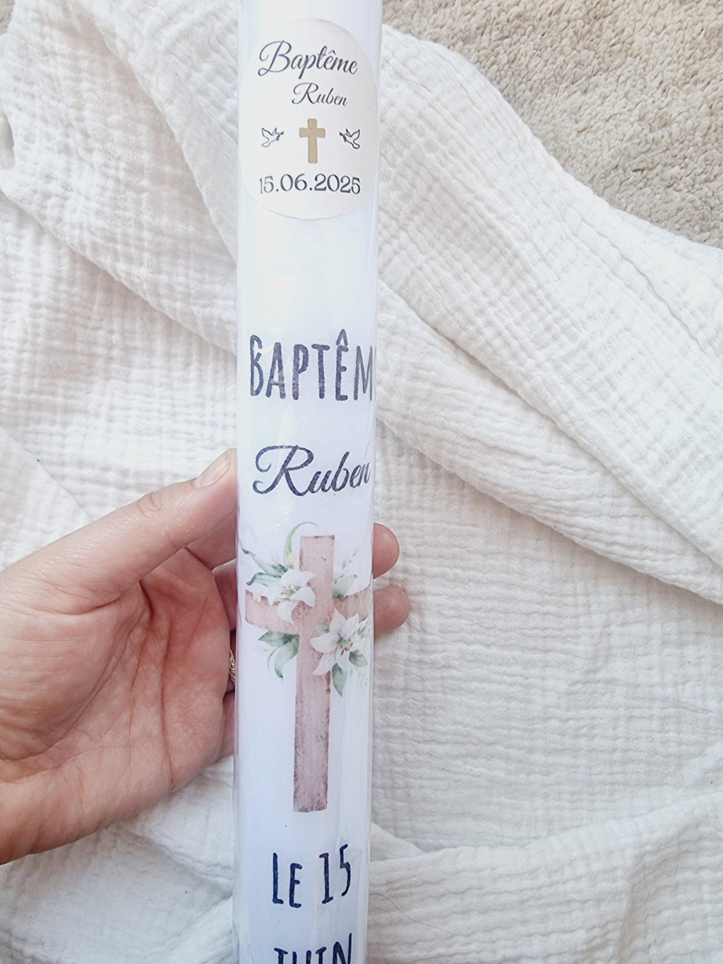 Grand Cierge Baptême Personnalisé