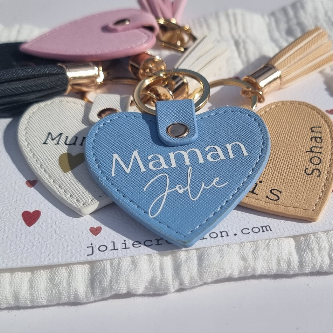 porte clé en simili cuir personnalisable, cadeaux pour mamie , soeur, tata , marraine