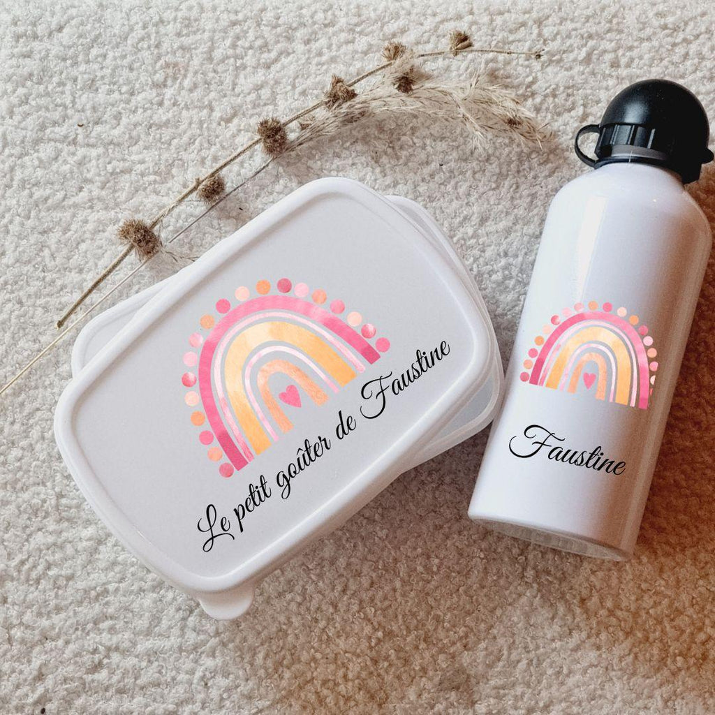 kit boite à gouter et gourde pour enfant personnalisé avec prénom