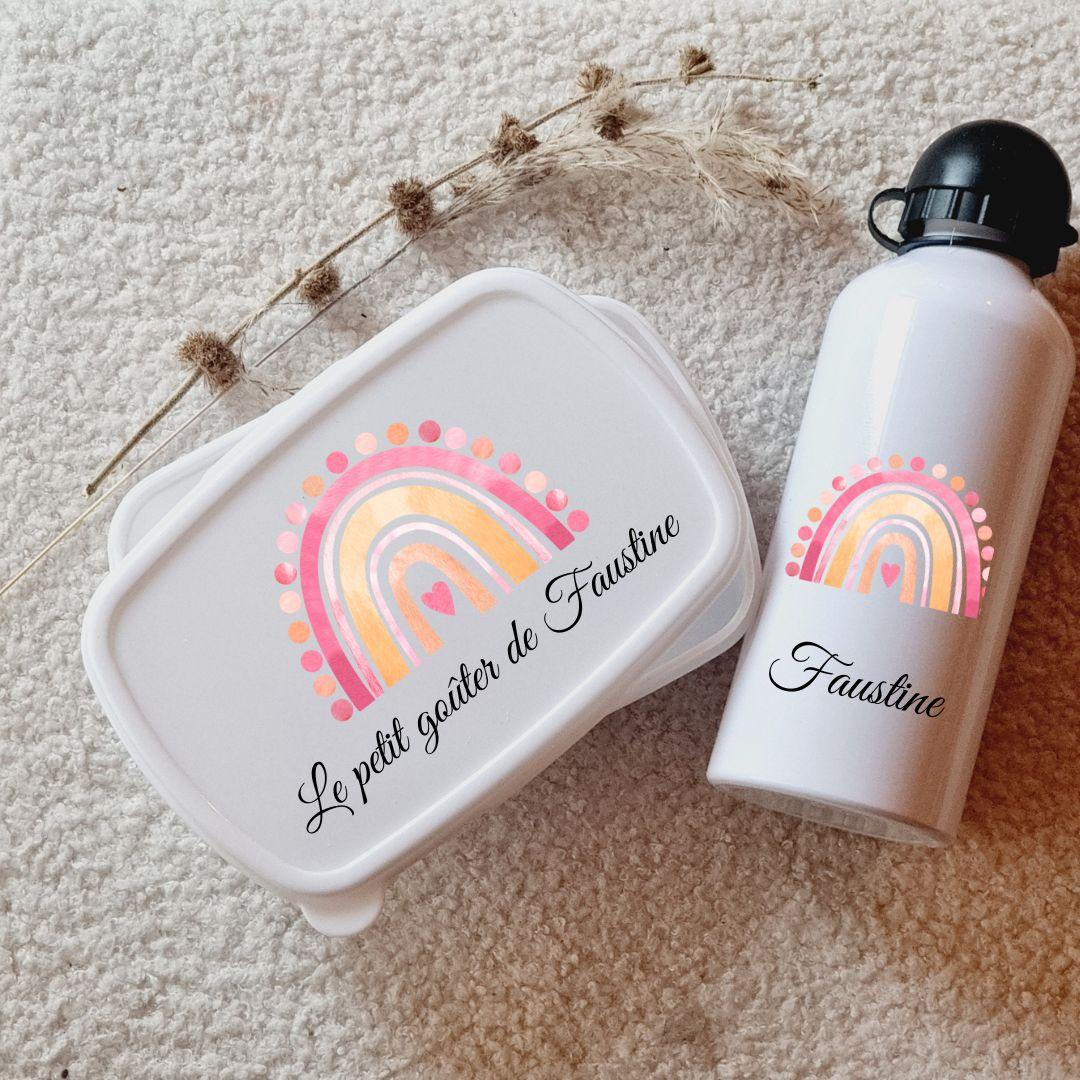 kit boite à gouter et gourde pour enfant personnalisé avec prénom